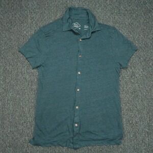 Alex Crane Shirt Mens Extra Small Blue Short Sleeve European Linen Camp Collar
